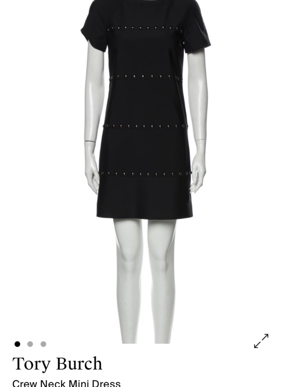 Tory Burch Black Short Sleeve Studded Shift Dress - Picture 5 of 7